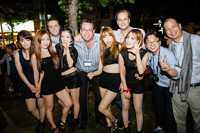 Nightlife group on an Itaewon street in Seoul